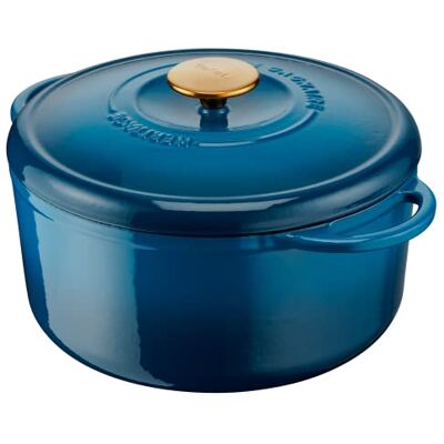 Tefal Pierre Gagnaire Gietijzeren stoofpan dia 25 cm, 5 l, inductie, speciaal condensdeksel, warmteopslag, stoofvlees, zacht koken, karamelisatie, erfgoed blauw Alpen E2610404 Tefal Pierre Gagnaire Gietijzeren stoofpan dia 25 cm, 5 l, inductie, speciaal condensdeksel, warmteopslag, stoofvlees, zacht koken, karamelisatie, erfgoed blauw Alpen E2610404