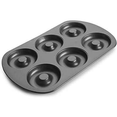 IBILI 827300 Doughnut bakvorm met antiaanbaklaag, 6 holtes, staal, 8 cm IBILI 827300 Doughnut bakvorm met antiaanbaklaag, 6 holtes, staal, 8 cm