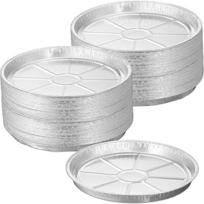 Relaxdays Ronde aluminium bakjes, 100 stuks, h x d: 2,5 x 27,5 cm, taartvormen, barbecue-accessoires, zilver Relaxdays Ronde aluminium bakjes, 100 stuks, h x d: 2,5 x 27,5 cm, taartvormen, barbecue-accessoires, zilver