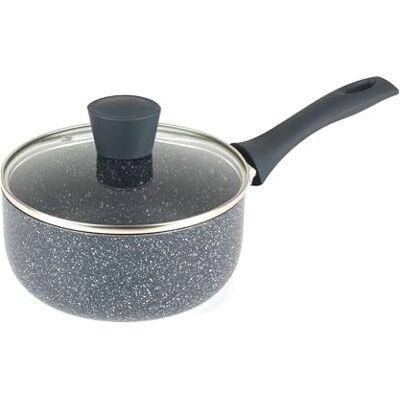 Russell Hobbs RH00845EU Nightfall Stone 18 cm pan met antiaanbaklaag met deksel van gehard glas en stoomafvoer, soeppannen van geperst aluminium, PFOA-vrij, inductie/vaatwasmachinebestendig Russell Hobbs RH00845EU Nightfall Stone 18 cm pan met antiaanbaklaag met deksel van gehard glas en stoomafvoer, soeppannen van geperst aluminium, PFOA-vrij, inductie/vaatwasmachinebestendig