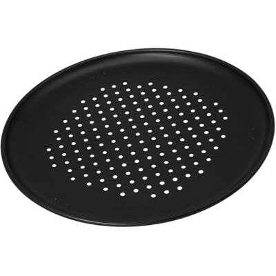 Zenker 7511 Pizzaplaat met geperforeerde bodem, ronde pizzaplaat, zwart, staal, 32 x 32 x 1,5 cm Zenker 7511 Pizzaplaat met geperforeerde bodem, ronde pizzaplaat, zwart, staal, 32 x 32 x 1,5 cm