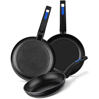 Monix Martín Berasategui Set van 3 pannen 18-22-26 cm, gesmeed aluminium met antiaanbaklaag zonder PFOA, zwart, compatibel met alle warmtebronnen, inductie inbegrepen Monix Martín Berasategui Set van 3 pannen 18-22-26 cm, gesmeed aluminium met antiaanbaklaag zonder PFOA, zwart, compatibel met alle warmtebronnen, inductie inbegrepen