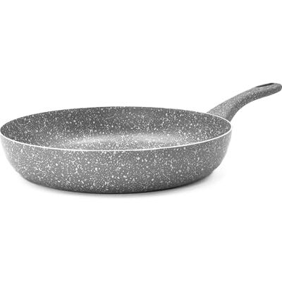 Zanetti Pan met antiaanbaklaag van zeldzame steen met aluminium handvat, zachte aanraking, hoge sterkte, 30 cm diameter, grijs, gemaakt in Italië Zanetti Pan met antiaanbaklaag van zeldzame steen met aluminium handvat, zachte aanraking, hoge sterkte, 30 cm diameter, grijs, gemaakt in Italië