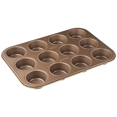 Zenker 7358 Mojave Gold muffinvorm voor 12 stuks, roestvrij staal, goud, mahonie, 38,5 x 26,5 x 3 cm Zenker 7358 Mojave Gold muffinvorm voor 12 stuks, roestvrij staal, goud, mahonie, 38,5 x 26,5 x 3 cm