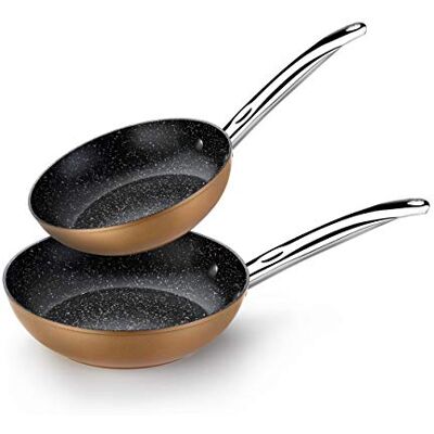 Monix Copper Set van 2 pannen 20-24 cm, gesmeed aluminium, Quantanium antiaanbaklaag zonder PFOA, compatibel met alle warmtebronnen, inclusief inductie Monix Copper Set van 2 pannen 20-24 cm, gesmeed aluminium, Quantanium antiaanbaklaag zonder PFOA, compatibel met alle warmtebronnen, inclusief inductie