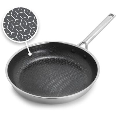 GreenPan Hybride pan van roestvrij staal met antiaanbaklaag, 28 cm, APEX Tri-Ply Thermobond PFAS-vrij, geschikt voor inductie, ovenbestendig tot 220 °C, vaatwasmachinebestendig GreenPan Hybride pan van roestvrij staal met antiaanbaklaag, 28 cm, APEX Tri-Ply Thermobond PFAS-vrij, geschikt voor inductie, ovenbestendig tot 220 °C, vaatwasmachinebestendig