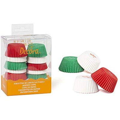 Decora COD. 0339751 set van 200 mini-muffindozen, wit/rood/groen, 32 x 22 mm Decora COD. 0339751 set van 200 mini-muffindozen, wit/rood/groen, 32 x 22 mm