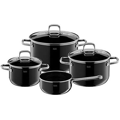 Silit Elegance Line Set van 4 inductiekookpannen met Silargan glazen deksel van functioneel keramiek nikkelvrij Silit Elegance Line Set van 4 inductiekookpannen met Silargan glazen deksel van functioneel keramiek nikkelvrij