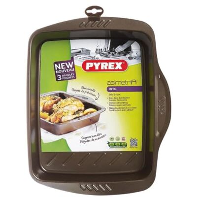Pyrex Asimetria Rechthoekige ovenschaal van metaal, antiaanbaklaag, 30 x 24 cm Pyrex Asimetria Rechthoekige ovenschaal van metaal, antiaanbaklaag, 30 x 24 cm