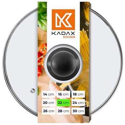 KADAX Glazen deksel met kunststof handvat, stoomgat, hittebestendig, voor kookpan, braadpan, universeel deksel in verschillende maten, transparant (22 cm) KADAX Glazen deksel met kunststof handvat, stoomgat, hittebestendig, voor kookpan, braadpan, universeel deksel in verschillende maten, transparant (22 cm)