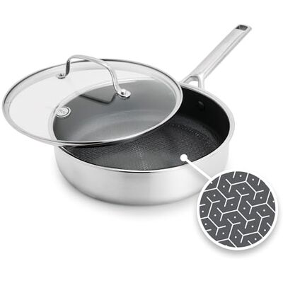 GreenPan APEX Tri-Ply Thermobond hybride stoofpan van roestvrij staal, anti-aanbaklaag, 24 cm, ovenvast tot 220 °C, vaatwasmachinebestendig, zilverkleurig GreenPan APEX Tri-Ply Thermobond hybride stoofpan van roestvrij staal, anti-aanbaklaag, 24 cm, ovenvast tot 220 °C, vaatwasmachinebestendig, zilverkleurig