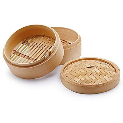 H&H CHIO Stoomkoker, bamboe, beige, 18 cm, 3-delig H&H CHIO Stoomkoker, bamboe, beige, 18 cm, 3-delig