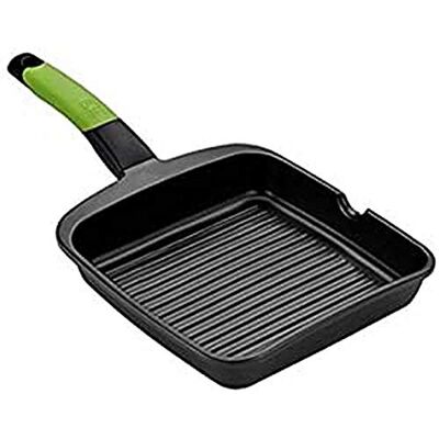 BRA Prior Gegroefde grillpan, 22 cm, gegoten aluminium met antiaanbaklaag, Teflon, innovaties zonder PFOA, compatibel met alle warmtebronnen, inclusief inductie BRA Prior Gegroefde grillpan, 22 cm, gegoten aluminium met antiaanbaklaag, Teflon, innovaties zonder PFOA, compatibel met alle warmtebronnen, inclusief inductie