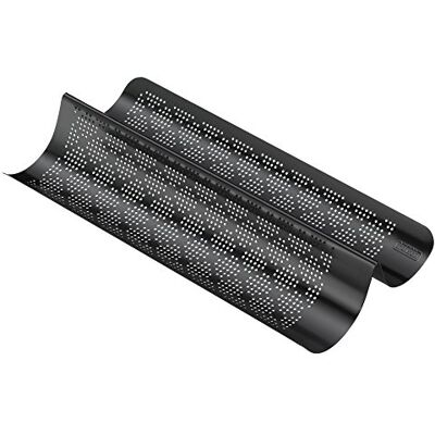 Kaiser Baguette in de vorm van inspiratie, geperforeerd, voor 2 staven, anti-aanbaklaag, roestvrij staal, met receptenboekje Kaiser Baguette in de vorm van inspiratie, geperforeerd, voor 2 staven, anti-aanbaklaag, roestvrij staal, met receptenboekje