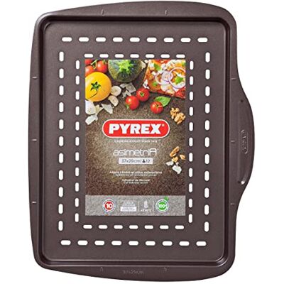 Pyrex Asimetria rechthoekige pizzaschaal van metaal, antiaanbaklaag, 37 x 29 cm Pyrex Asimetria rechthoekige pizzaschaal van metaal, antiaanbaklaag, 37 x 29 cm
