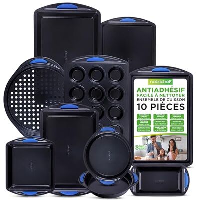 Nutrichef Bakvorm, diamantblauw, 10 stuks, ovenplaat, anti-aanbaklaag Taartvorm, diamantblauwe taartplaat, 10 stuks – koolstofstaal met antiaanbaklaag, gegarandeerd vrij van PFOA en PTFE Nutrichef Bakvorm, diamantblauw, 10 stuks, ovenplaat, anti-aanbaklaag Taartvorm, diamantblauwe taartplaat, 10 stuks – koolstofstaal met antiaanbaklaag, gegarandeerd vrij van PFOA en PTFE
