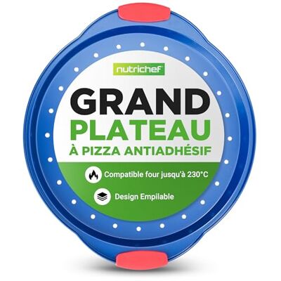 Nutrichef Pizzaplaat antiaanbaklaag ronde plaat van geperforeerd staal Anti-aanbaklaag gelijkmatige warmteverdeling eenvoudig verwijderen van levensmiddelen duurzaam koolstofstaal Nutrichef Pizzaplaat antiaanbaklaag ronde plaat van geperforeerd staal Anti-aanbaklaag gelijkmatige warmteverdeling eenvoudig verwijderen van levensmiddelen duurzaam koolstofstaal