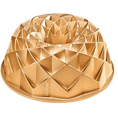 NutriChef Cakevorm 23 cm – dik aluminium, dubbele antiaanbaklaag, Frans kroon-design, eenvoudige reiniging, goudkleurig NutriChef Cakevorm 23 cm – dik aluminium, dubbele antiaanbaklaag, Frans kroon-design, eenvoudige reiniging, goudkleurig