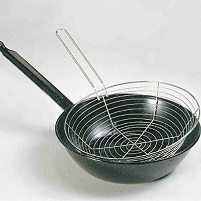 Garcima 559880 pan met antiaanbaklaag, met mand, email, zwart, 28 cm, 53 x 28 x 8 cm Garcima 559880 pan met antiaanbaklaag, met mand, email, zwart, 28 cm, 53 x 28 x 8 cm