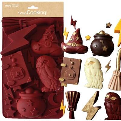 ScrapCooking Siliconen bakvorm tovenaar – 15 vormen koekjes & cakes – geschikt voor oven en vriezer – gebak voor kindertaart – zacht gereedschap – magische hekserij – 2998, bordeaux ScrapCooking Siliconen bakvorm tovenaar – 15 vormen koekjes & cakes – geschikt voor oven en vriezer – gebak voor kindertaart – zacht gereedschap – magische hekserij – 2998, bordeaux