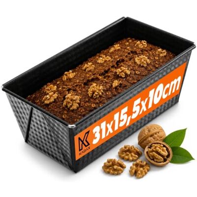 KADAX Metalen rechthoekige bakvorm, koninklijke taartvorm met antiaanbaklaag, broodvorm, taartvorm, vierkante vorm (zwart, 31 x 15,5 cm) KADAX Metalen rechthoekige bakvorm, koninklijke taartvorm met antiaanbaklaag, broodvorm, taartvorm, vierkante vorm (zwart, 31 x 15,5 cm)