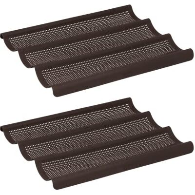 Lurch FlexiForm 585085 broodvormen voor 3 eetstokjes (36 cm), 100% platina-siliconen, BPA-vrij, bruin, 2 stuks Lurch FlexiForm 585085 broodvormen voor 3 eetstokjes (36 cm), 100% platina-siliconen, BPA-vrij, bruin, 2 stuks