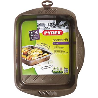 Pyrex Asimetria Rechthoekige ovenschaal van metaal, antiaanbaklaag, 25 x 20 cm Pyrex Asimetria Rechthoekige ovenschaal van metaal, antiaanbaklaag, 25 x 20 cm
