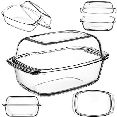 KADAX Transparante ovenschaal van hittebestendig glas, vuurvaste container voor lasagne, plantaardige stoofschotels, glazen braadpan om te braden, oven (rechthoekig, 7 liter) KADAX Transparante ovenschaal van hittebestendig glas, vuurvaste container voor lasagne, plantaardige stoofschotels, glazen braadpan om te braden, oven (rechthoekig, 7 liter)
