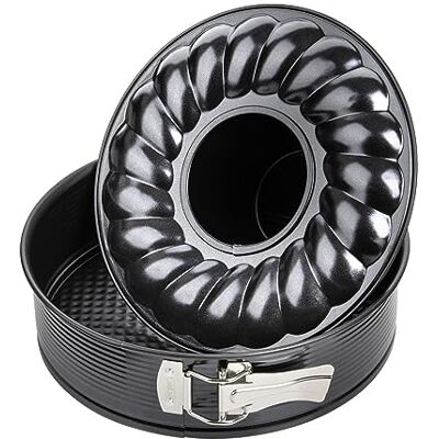 Zenker 6509 Savarin-vorm, springvorm en savarin, springkroon, ronde taartvorm, roestvrij staal, zwart, 28 x 28 x 6,5 cm Zenker 6509 Savarin-vorm, springvorm en savarin, springkroon, ronde taartvorm, roestvrij staal, zwart, 28 x 28 x 6,5 cm