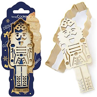 ScrapCooking SCRAP COOKING Uitsteekset + reliëf houten notenkraker – uitsteekvorm voor Kerstmis van roestvrij staal voor koekjes met reliëf – bakvorm accessoires voor gebak zandkoekjes – kleur: goud – 2097 ScrapCooking SCRAP COOKING Uitsteekset + reliëf houten notenkraker – uitsteekvorm voor Kerstmis van roestvrij staal voor koekjes met reliëf – bakvorm accessoires voor gebak zandkoekjes – kleur: goud – 2097