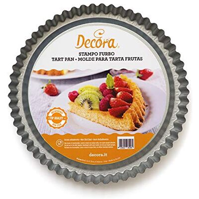 Decora , 0070030 taartvorm van staal, antiaanbaklaag, rond, Ø 24 x 3 cm, gemakkelijk te vullen, professioneel design Decora , 0070030 taartvorm van staal, antiaanbaklaag, rond, Ø 24 x 3 cm, gemakkelijk te vullen, professioneel design