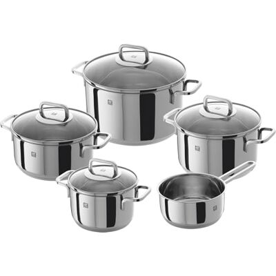 ZWILLING Quadro Pannenset, 5-delig, 4 deksels, geschikt voor inductie, roestvrij staal ZWILLING Quadro Pannenset, 5-delig, 4 deksels, geschikt voor inductie, roestvrij staal
