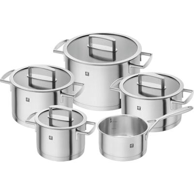 ZWILLING Vitality Pannenset, 5-delig, 4 deksels, geschikt voor inductie, roestvrij staal ZWILLING Vitality Pannenset, 5-delig, 4 deksels, geschikt voor inductie, roestvrij staal