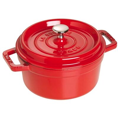 STAUB Geëmailleerde gietijzeren stoofpan met deksel, voor alle warmtebronnen, inclusief inductie, 2 personen, rond, 20 cm, 2,20 l, 4,2 kg, kersenrood STAUB Geëmailleerde gietijzeren stoofpan met deksel, voor alle warmtebronnen, inclusief inductie, 2 personen, rond, 20 cm, 2,20 l, 4,2 kg, kersenrood