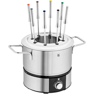 WMF Lono Elektrische fondueset voor 8 personen, 1400 W, temperatuurregeling, vorkhouder, inductiekookpan, 1,2 l, hotpot, roestvrij staal mat WMF Lono Elektrische fondueset voor 8 personen, 1400 W, temperatuurregeling, vorkhouder, inductiekookpan, 1,2 l, hotpot, roestvrij staal mat
