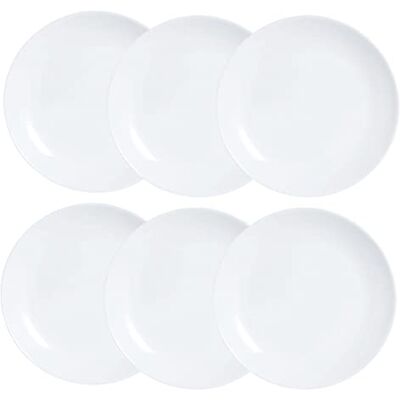 Luminarc Diwali Set van 6 dessertborden van glas, opaal, extra duurzaam, 19 cm, wit Luminarc Diwali Set van 6 dessertborden van glas, opaal, extra duurzaam, 19 cm, wit