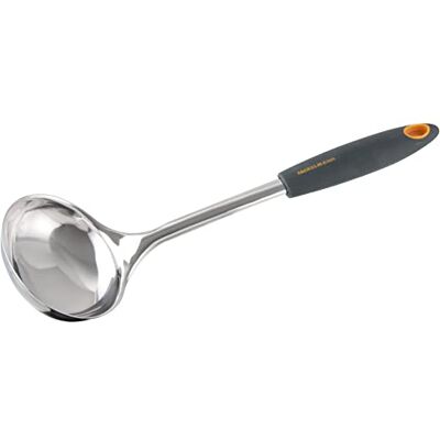 Fackelmann 25200 pollepel, zacht, 31 cm, grijs/oranje/zilver, roestvrij staal, 31 x 9,4 x 6 cm Fackelmann 25200 pollepel, zacht, 31 cm, grijs/oranje/zilver, roestvrij staal, 31 x 9,4 x 6 cm