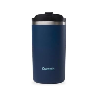 QWETCH Thermosbeker voor op reis marineblauw 350 ml thermoskoffie en thee van roestvrij staal 6 uur warm en 12 uur koud waterdicht, reisbeker QWETCH Thermosbeker voor op reis marineblauw 350 ml thermoskoffie en thee van roestvrij staal 6 uur warm en 12 uur koud waterdicht, reisbeker