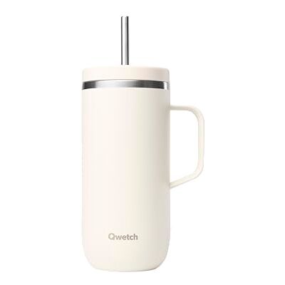 QWETCH Cold Cup 600 ml met handvat en rietje – 24 uur ijskoud en 12 uur koud – zand – thermosfles van roestvrij staal, thermosbeker koffie QWETCH Cold Cup 600 ml met handvat en rietje – 24 uur ijskoud en 12 uur koud – zand – thermosfles van roestvrij staal, thermosbeker koffie