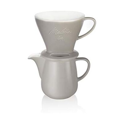 Melitta Porseleinen Pour-Over Koffieset met Kruik en Filterkegel, Classic Edition, 0,6 L, Grijs, 6768456 Melitta Porseleinen Pour-Over Koffieset met Kruik en Filterkegel, Classic Edition, 0,6 L, Grijs, 6768456