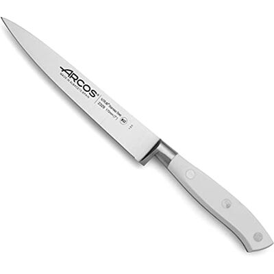 Arcos Serie Riviera Blanc vismes lemmet van roestvrij staal met nitrumgesmeed 17,8 cm handvat van polyoxymethyleen (POM) in wit Arcos Serie Riviera Blanc vismes lemmet van roestvrij staal met nitrumgesmeed 17,8 cm handvat van polyoxymethyleen (POM) in wit