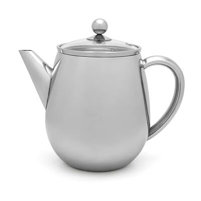 Bredemeijer Duet Eva roestvrijstalen theepot (1,1 liter) met thee-ei en roestvrijstalen filter in één, hitte- en vaatwasmachinebestendig, houdt je thee warm en Bredemeijer Duet Eva roestvrijstalen theepot (1,1 liter) met thee-ei en roestvrijstalen filter in één, hitte- en vaatwasmachinebestendig, houdt je thee warm en