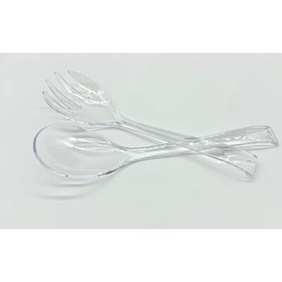 Kimmel Set van 2 saladebestek, serveerlepel, saladevork, slalepel, kunststof, transparant Kimmel Set van 2 saladebestek, serveerlepel, saladevork, slalepel, kunststof, transparant