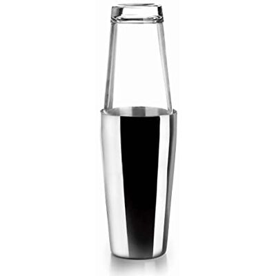 LACOR 62285 Boston professionele cocktailshaker van roestvrij staal, 2 glazen, borosilicaatglas, inhoud 800 ml + 500 ml, luchtdichte sluiting, 8 x 16 cm, grijs LACOR 62285 Boston professionele cocktailshaker van roestvrij staal, 2 glazen, borosilicaatglas, inhoud 800 ml + 500 ml, luchtdichte sluiting, 8 x 16 cm, grijs