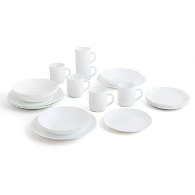 Arcopal Wit servies voor 6 personen, 24 delen plat, diep, 6 dessertborden en 6 kopjes, opaalglas, uniek,effen Arcopal Wit servies voor 6 personen, 24 delen plat, diep, 6 dessertborden en 6 kopjes, opaalglas, uniek,effen