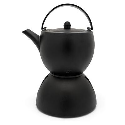 Bredemeijer Grote zwarte gietijzeren theepot 1,2 liter Gietijzeren theeservies met fornuis voor 1 theelicht en theefilter van roestvrij staal Bredemeijer Grote zwarte gietijzeren theepot 1,2 liter Gietijzeren theeservies met fornuis voor 1 theelicht en theefilter van roestvrij staal