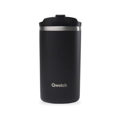 QWETCH Thermosbeker zwart 350 ml thermoskoffie en thee van roestvrij staal 6 uur warm en 12 uur koud waterdicht, reisbeker QWETCH Thermosbeker zwart 350 ml thermoskoffie en thee van roestvrij staal 6 uur warm en 12 uur koud waterdicht, reisbeker