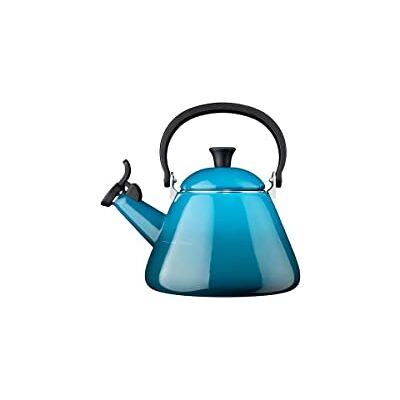 Le Creuset Kone waterkoker voor fornuis met fluit, geëmailleerd staal, 1,6 l, Deep Teal, 40101026420000 Le Creuset Kone waterkoker voor fornuis met fluit, geëmailleerd staal, 1,6 l, Deep Teal, 40101026420000