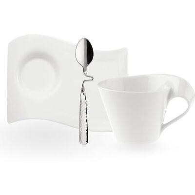 Villeroy & Boch NewWave Caffè Cappuccinoset, 3-delig, premium porselein, wit Villeroy & Boch NewWave Caffè Cappuccinoset, 3-delig, premium porselein, wit