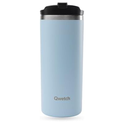 QWETCH Thermosbeker Travel pastelblauw 470 ml thermoskoffie en thee van roestvrij staal 6 uur warm en 12 uur koud waterdicht, reisbeker QWETCH Thermosbeker Travel pastelblauw 470 ml thermoskoffie en thee van roestvrij staal 6 uur warm en 12 uur koud waterdicht, reisbeker